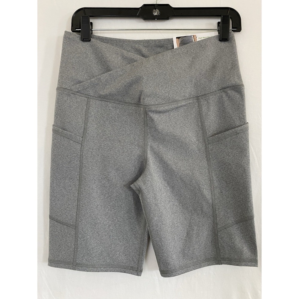Earth Yoga Women's High Waist Bike Short with side Cell Phone Pocket Size L